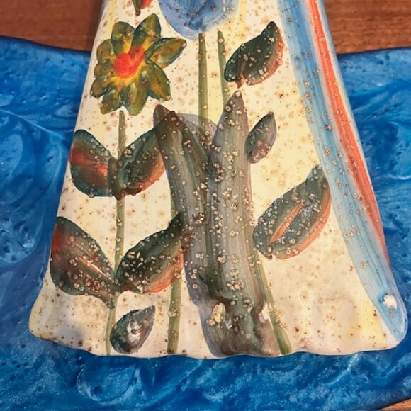 Italica ARS Large Flower Wall Pocket Vase Hand Painted Italy - Picture 5 of 10